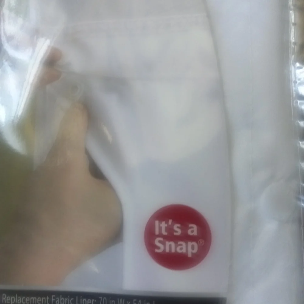 Hookless White Replacement Fabric Liner For Shower Curtain Snap On fits 70” X 54